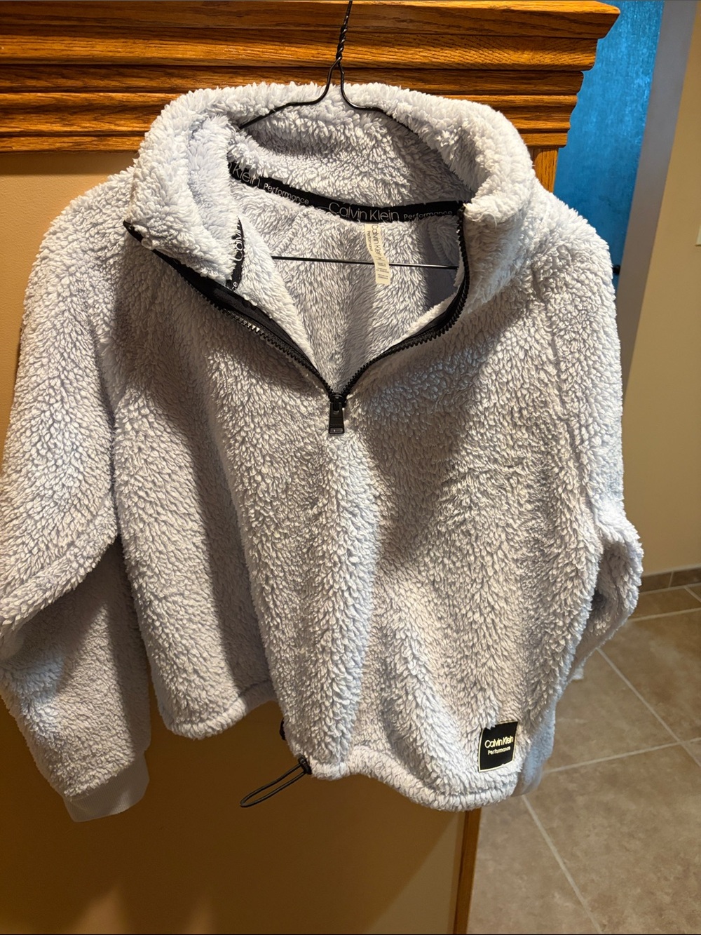 Calvin Klein Light Gray Sherpa Half-Zip Pullover